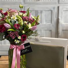 Vase Arrangement with a Katie Loxton Wristlet Pouch Bag
