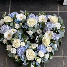 Open Heart Cream and Blue