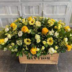 Yellow and Cream Coffin Spray