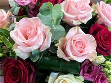 Large floral arrangement in a hotel reception